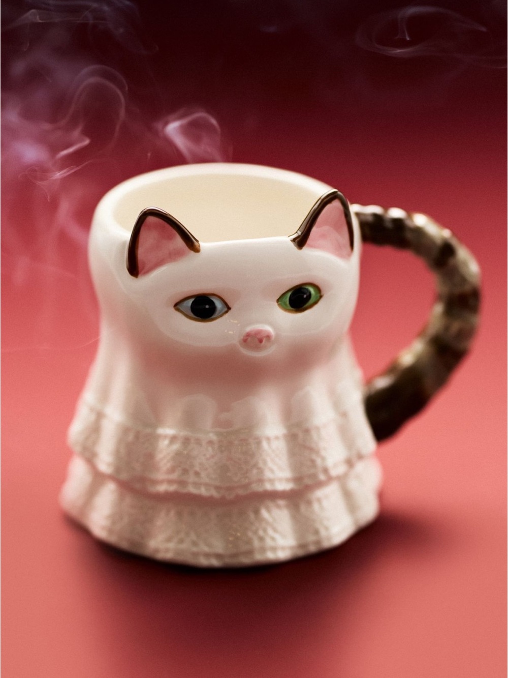 Anthropologie Peluche Halloween Stoneware Cat Mug | Ghost Cat | NIB
